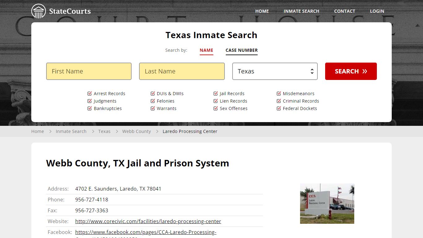 Laredo Processing Center Inmate Records Search, Texas - State Courts